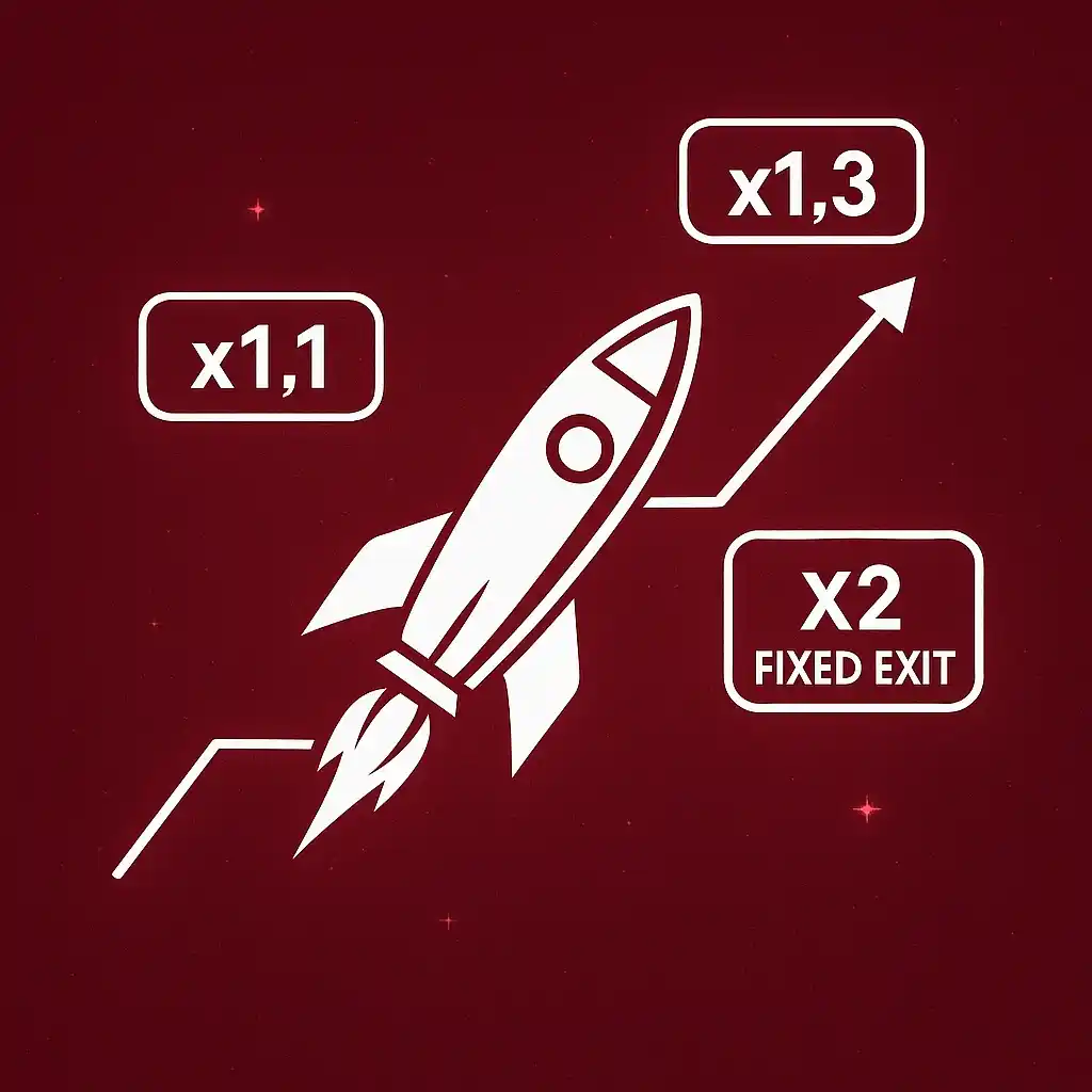 Astronaut strategy graphic with x1.1 and x2 exits