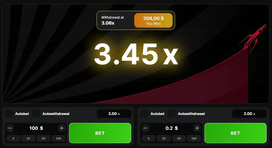 Astronaut game showing 3.45x multiplier